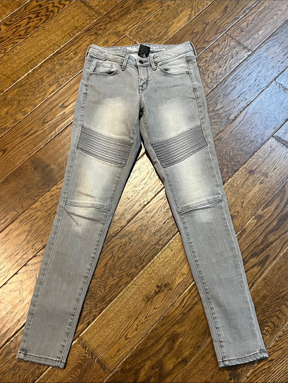 Massimo Light Gray Ribbed-Knee Skinny Jeans